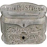 Clayre & Eef Brievenbus  41x9x36 cm Grijs Metaal Wandbrievenbus