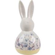 Clayre & Eef Decoratie Beeld Konijn 23 cm Wit Blauw Keramiek