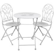 Clayre & Eef Bistroset Bistrotafel Bistrostoel 3-delig  Ø 60x70 Wit Ij...