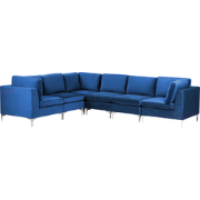 Beliani EVJA - Hoekbank-Blauw-Fluweel