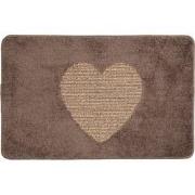 Clayre & Eef Badmat 78x48x1 cm Bruin Polyester Rechthoek Hart