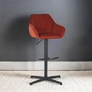 Venom Barkruk Copper Velvet - Verstelbare Draaibare Barstoel met Armle...