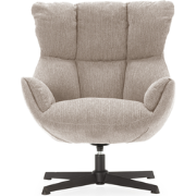 Fauteuil in gewatteerde stof met zwarte metalen poten H89 cm - ODETTE
