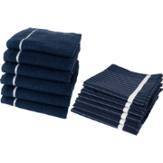 Twentse Damast Theedoeken en keukendoeken set - 12 stuks - Streep Navy...