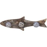 Clayre & Eef Wandkapstok 3 haken Vis 33x5x10 cm Blauw Hout Ijzer