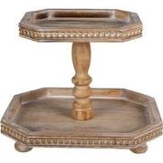 Clayre & Eef Etagère 2 laags  38x33x31 cm Bruin Hout Serveerschaal