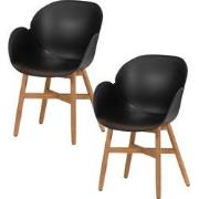 Exotan Tulip Tuin Fauteuils - Teak/Propyleen - Zwart - Set van 2