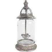 Clayre & Eef Windlicht  44 cm Zilverkleurig Ijzer Glas Kaarsenhouder