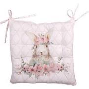 Clayre & Eef Stoelkussen Foam  40x40x4 cm Roze Katoen Vierkant Konijn