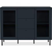 Buffet 3 Lades 2 Glazen Deuren Marineblauw L120 cm - BOGOTA