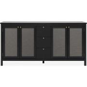 Buffet 4 deuren en 3 laden zwart en riet L180 cm - KRAKOW