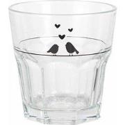 Clayre & Eef Waterglas 200 ml Transparant Glas Vogels Drinkbeker