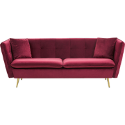 Beliani FREDERICA - Driezitsbank-Rood-Fluweel
