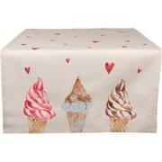 Clayre & Eef Tafelloper  50x140 cm Beige Roze Katoen Rechthoek Ijsjes ...