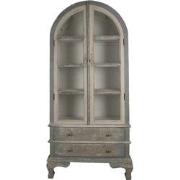 Clayre & Eef Vitrinekast  95x41x200 cm Grijs Beige Hout Glas Buffetkas...