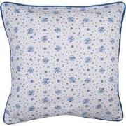 Clayre & Eef Kussenhoes  40x40 cm Wit Blauw Katoen Vierkant Roosjes