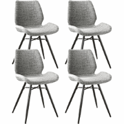 Set van 4 Eetkamerstoelen Beau Grijs Chenille Stof - Zonder Armleuning...