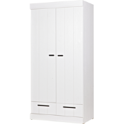 WOOOD Connect Kledingkast 2-Deurs met Lade - Grenen - Wit - 195x94x53