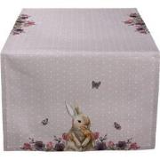 Clayre & Eef Tafelloper  50x140 cm Beige Roze Katoen Rechthoek Konijn ...