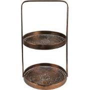 Clayre & Eef Etagère 2 laags  Ø 29x53 cm Koperkleurig Metaal Fruitscha...