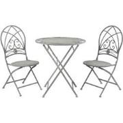 Clayre & Eef Bistroset Bistrotafel Bistrostoel 3-delig  Ø 70x76 cm Gri...