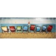 Clayre & Eef Metalen schilderij  160x60 cm Blauw Rood Ijzer Rechthoek ...