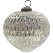 Clayre & Eef Kerstbal  Ø 12 cm Zilverkleurig Grijs Glas Kerstdecoratie