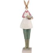 Clayre & Eef Beeld Konijn 9x7x36 cm Beige Groen Polyresin Woonaccessoi...