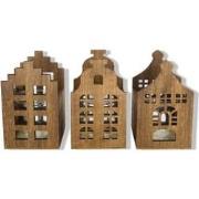 Tealight holder paulownia wood with glass 12x12x19.5 cm A/3