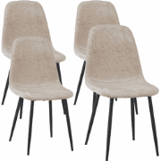 Set van 4 Scandinavische Eetkamerstoelen Beige Chenille Stof Swift - Z...