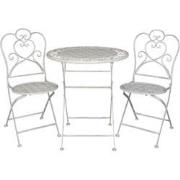 Clayre & Eef Bistroset Bistrotafel Bistrostoel 3-delig  Ø 70x75  Wit I...
