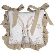 Clayre & Eef Kussenhoes Stoelkussen  40x40 cm Wit Bruin Katoen Vierkan...