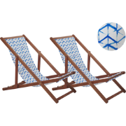 Beliani ANZIO - Tuinligstoel-Blauw-Polyester, Acaciahout