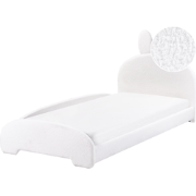 Beliani PERROS - Eenpersoonsbed-Wit-Bouclé