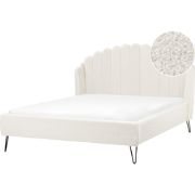 Beliani AMBILLOU - Tweepersoonsbed-Wit-Bouclé