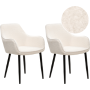 Beliani ALDEN - Eetkamerstoel-Wit-Bouclé