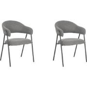 LABEL51 Eetkamerstoel Lowen - 58x60x84 cm - Grijs - Boucle - set van 2