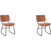LABEL51 Eetkamerstoel Noah - Rust - Stof - set van 2
