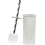 Clayre & Eef WC Borstel met Houder  Ø 11x24 cm Wit Keramiek Rond Toile...