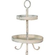 Clayre & Eef Etagère 2 laags  Ø 30x50 cm Beige Metaal Taartplateau