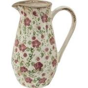 Clayre & Eef Decoratie Kan  20x14x25 cm Roze Beige Keramiek Bloemen Wa...