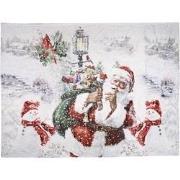 Clayre & Eef Plaid  130x170 cm Wit Rood Polyester Kerstman Deken