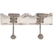 Clayre & Eef Wandkapstok 2 Haken 23x6x10 cm Wit Hout Metaal