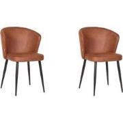 LABEL51 - Eetkamerstoel Wave - 58x60x85cm - Cognac - set van 2
