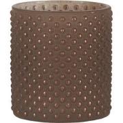 Clayre & Eef Theelichthouder  Ø 7x8 cm Bruin Glas Rond Waxinelichthoud...