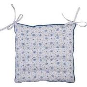 Clayre & Eef Stoelkussen Foam  40x40x4 cm Wit Blauw Katoen Vierkant Ro...