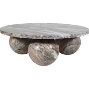PTMD Diro Beige Marble 3 Ball Coffeetable Round
