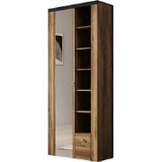 Meubella Schoenenkast Linford - Donker eiken - 80 cm - Met spiegel