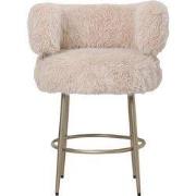PTMD Hair Cream Bar Chair Champagne Metal Base