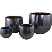 PTMD Ayasha Silver Glazed Ceramic Pot Shiny Round SV4